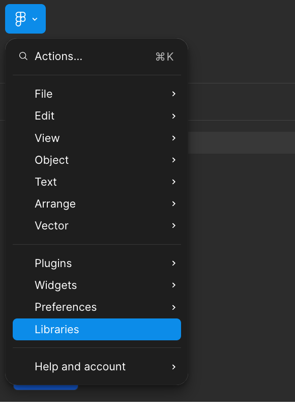 Opening the library modal via the menu